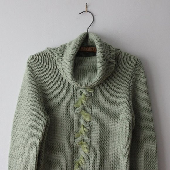 Fun Vintage Green Cowl/Turtleneck Sweater Large - Picture 2 of 8
